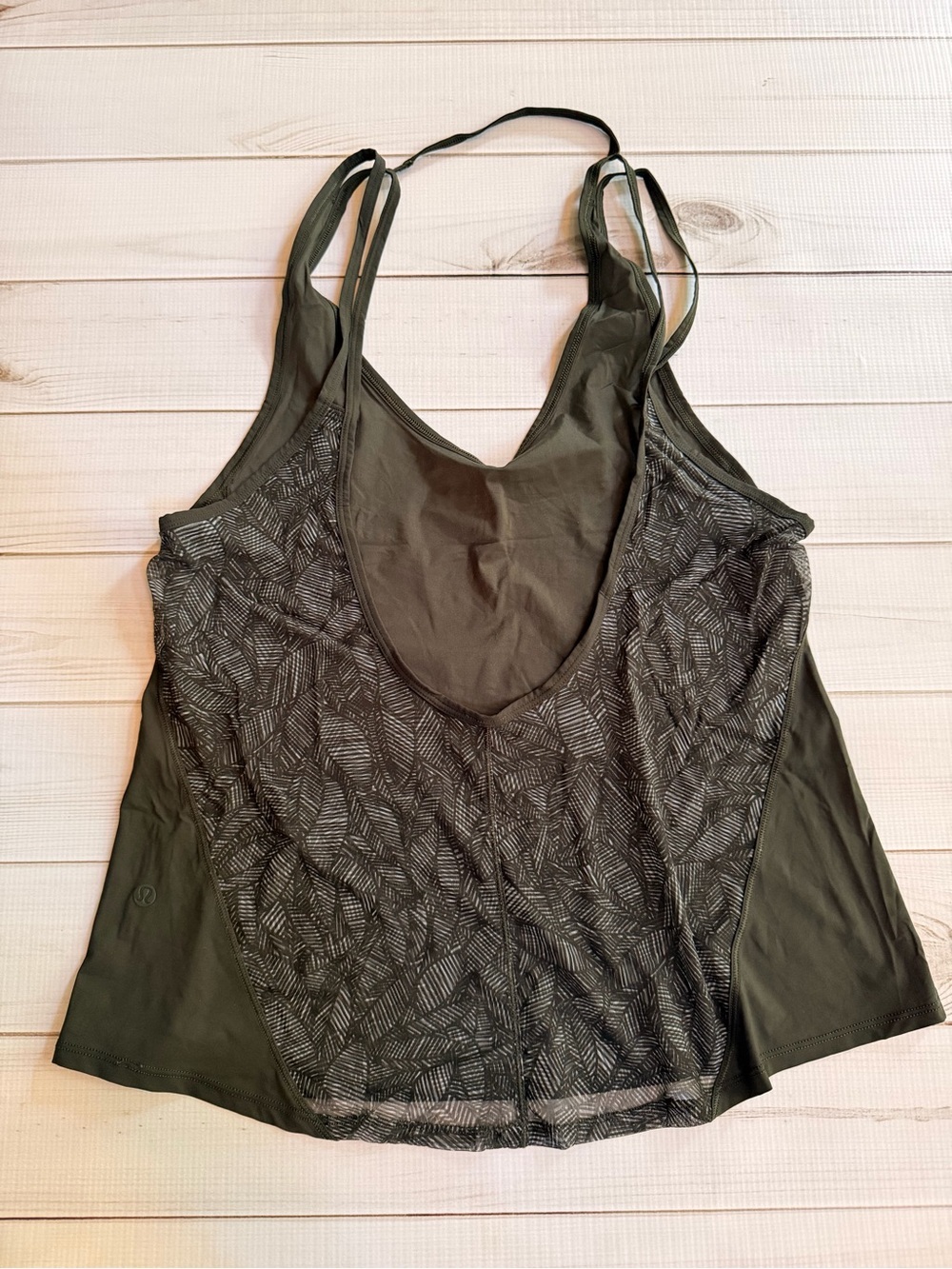 Lululemon Olive Green Mesh Overlay Tank Top